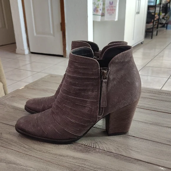 Paul Green Taupe Metalic Suede Ankle Booties Size Women's US 8.5